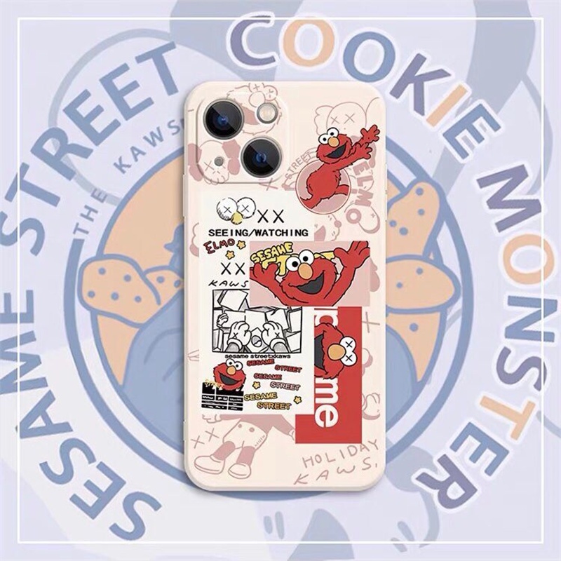 Ốp Điện Thoại Silicon Dẻo Vuông Hình Sesame Street Elmo IPhone 14 13 12 11 Pro Max Plus Mini X XS XR Xsmax 6 6S 7 8 Plus