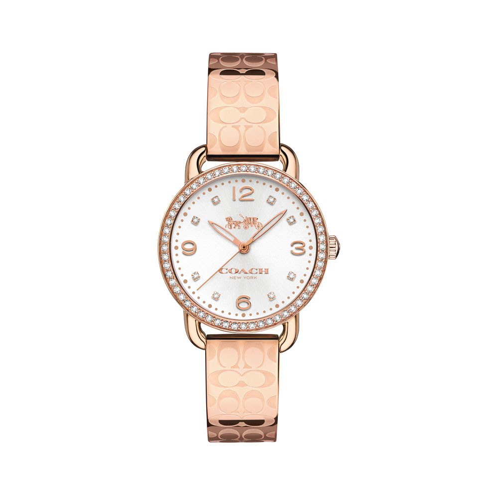 Đồng Hồ Coach 14502767 Nữ Đính Swarovski Dây PVD Vàng Hồng 28mm