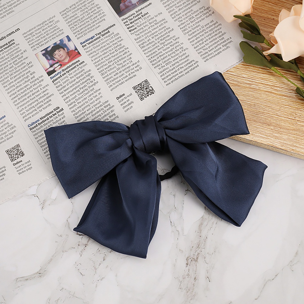 Dây Cột Tóc Màu Trơn Đính Nơ To Thời Trang Cho Nữ