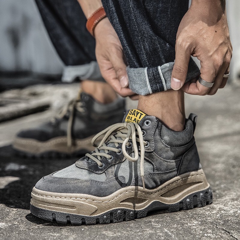 Giày sneaker nam, giày thể thao cổ cao Da lỳ chống xước phong cách cực ngầu | BigBuy360 - bigbuy360.vn