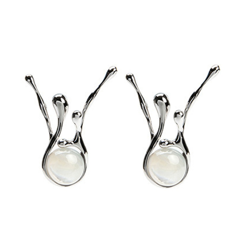 Bông Tai Hình Sừng Hươu Đính Ngọc Trai Đỏ Thanh Lịch Cho Nữ