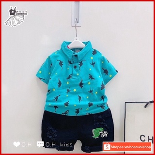Áo thun polo cá sấu cho bé trai bé gái  có cổ bé in họa tiết động vật bắt mắt, chất liệu CVC mặc mát HC37
