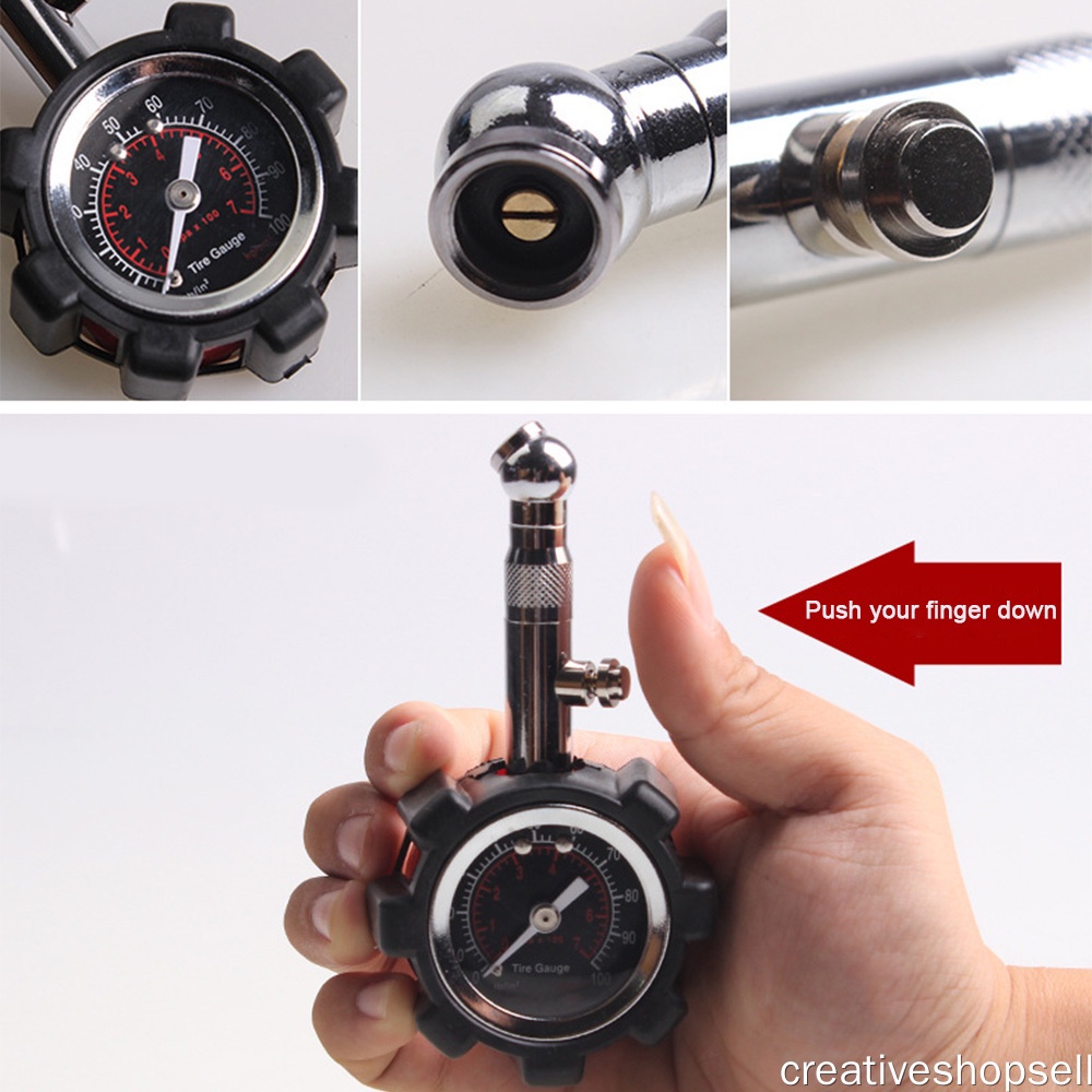 Đồng hồ đo áp suất lốp xe 100psi độ chính xác cao dùng cho xe hơi / xe máy / xe tải