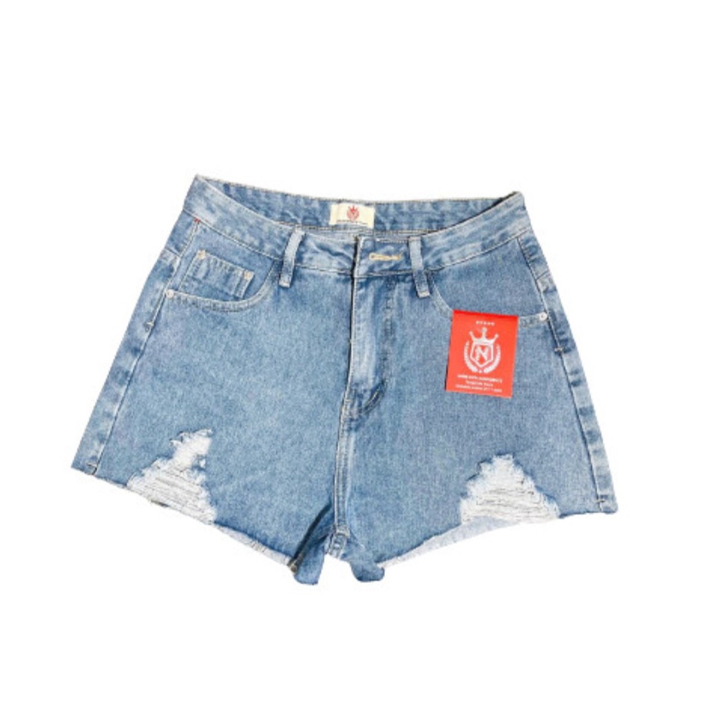 Quần sọt jean nữ mẫu rách tua size đại màu xanh nhạt