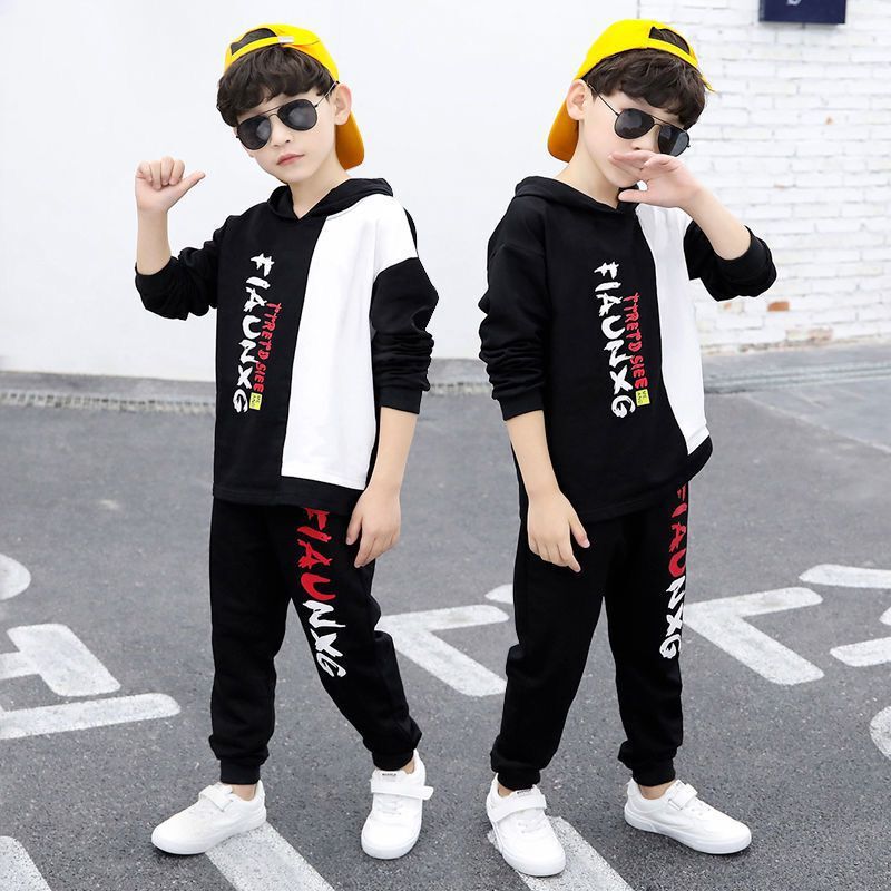 Spot children's autumn boys' suit 2021 new autumn Korean fashion handsome loose casual two piece boys' sweater