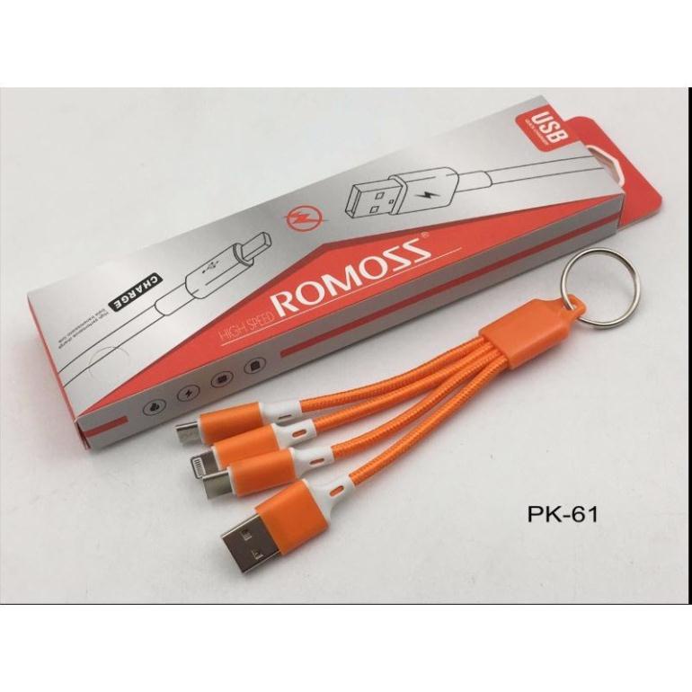 Cáp sạc Romoss móc khóa 4 đầu Full box