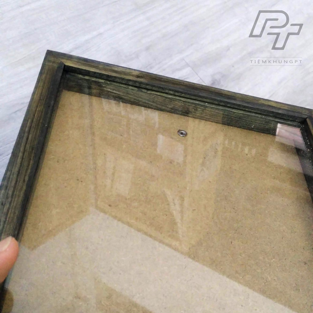 Khung ảnh 20x20 Hộp vuông B1 - Khung hình gỗ thông mặt kính - Khung gỗ handmade - Picture Frames Tiệm Khung PT