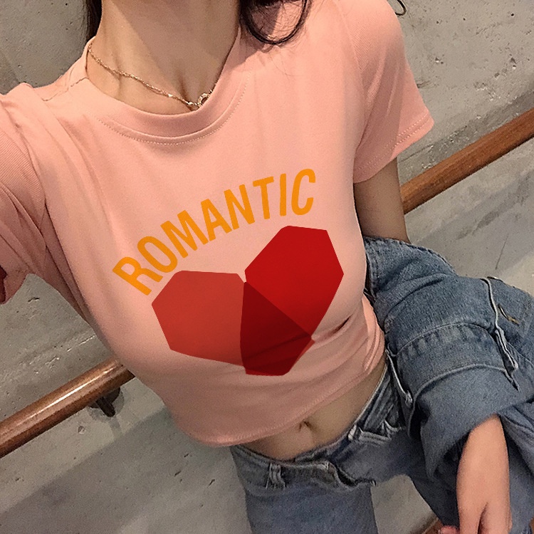 WANG JIAO ZHAN Áo thun ngắn ôm dáng phong cách Hàn Quốc thiết kế mới crop top