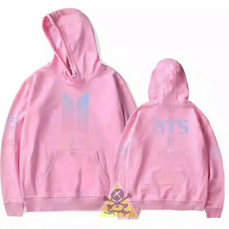 Áo Khoác Hoodie Màu Hồng In Tên Nhóm Nhạc Bts Jimin