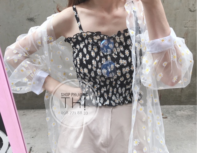 Áo quây - áo hai dây hoa nhí vintage ulzzang (hình shop tự chụp/sẵn)