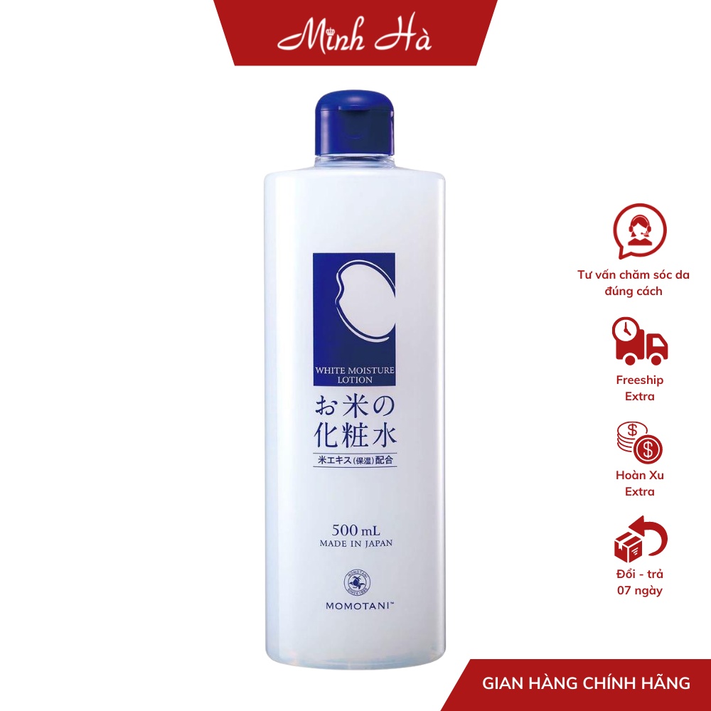 Nước hoa hồng Momotani white moisture lotion 500ml chiết xuất từ gạo giúp dưỡng trắng và ngăn ngừa lão hóa