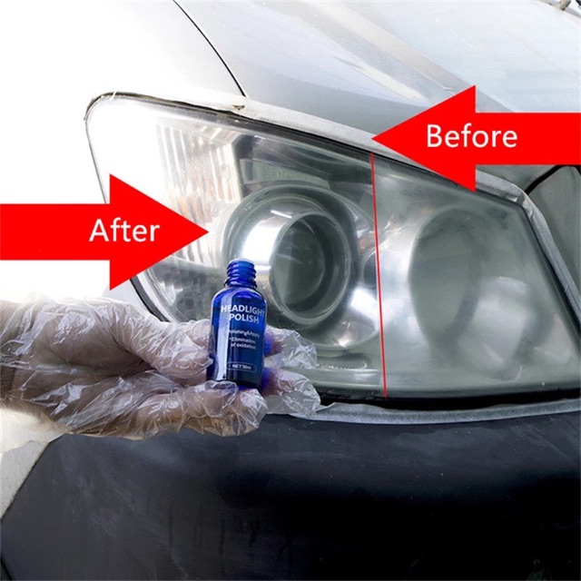 Dung Dịch Tẩy Rửa ố mốc làm mới Đèn pha cho xe hơi ô tô xe máy nhựa trong mica HEADLIGHT POLISH