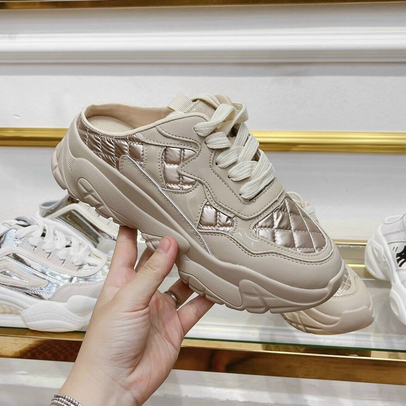 Giày sục thể thao cao cấp trần chỉ màu nâu nhạt fullbox | BigBuy360 - bigbuy360.vn