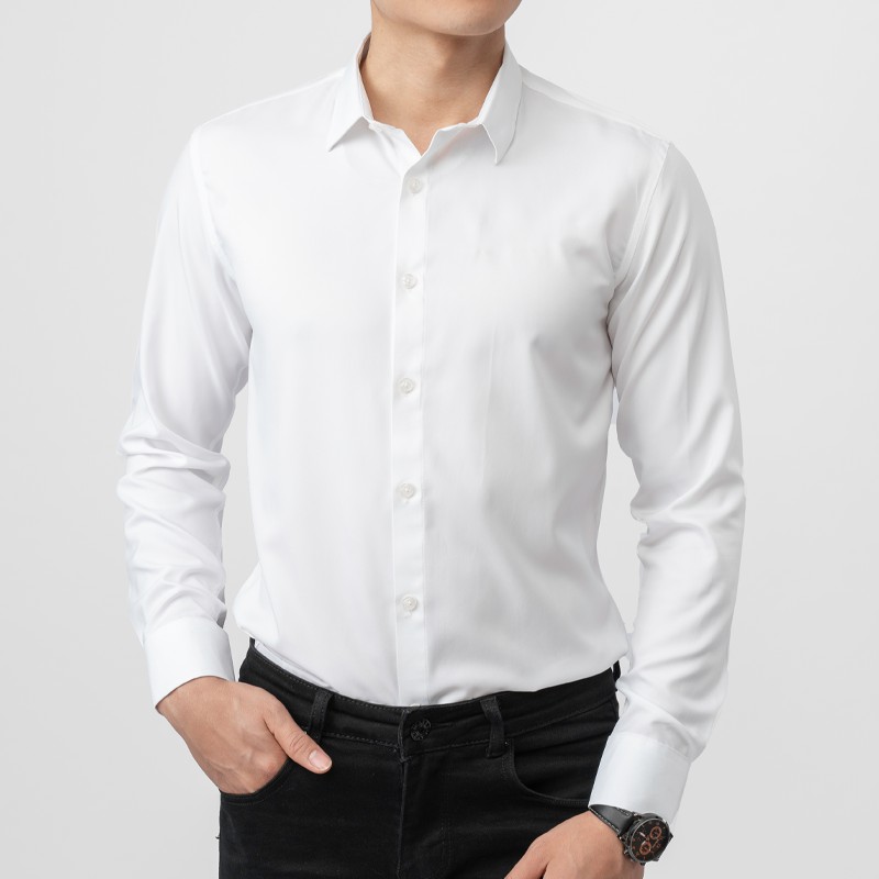 ÁO SƠ MI SLIMFIT TRƠN (TRẮNG) | BigBuy360 - bigbuy360.vn