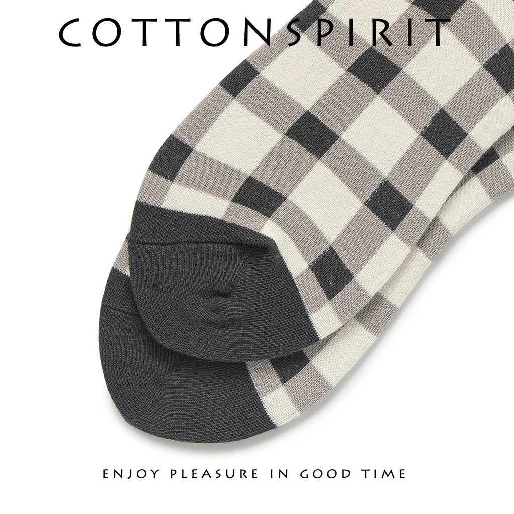 Vớ Cổ cao Nữ Kẻ sọc Caro Cotton Cao cấp Xuân Thu Hàn Quốc Tất Nữ cao cổ Ulzzang Hàn Quốc Cotton