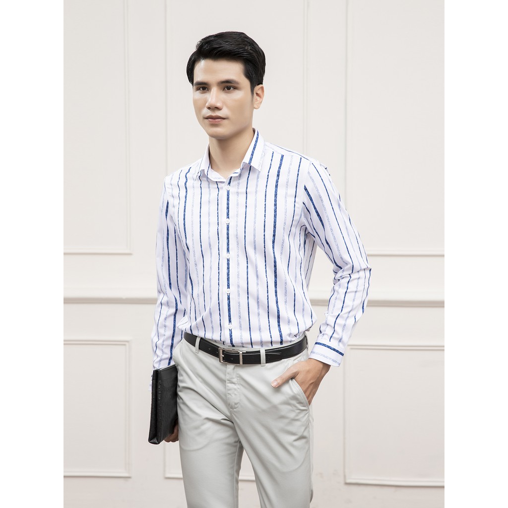 Áo sơ mi dài tay cho nam ARISTINO họa tiết in kẻ sọc tinh tế, lịch lãm, chất liệu Modal thoáng khí - ALS16801