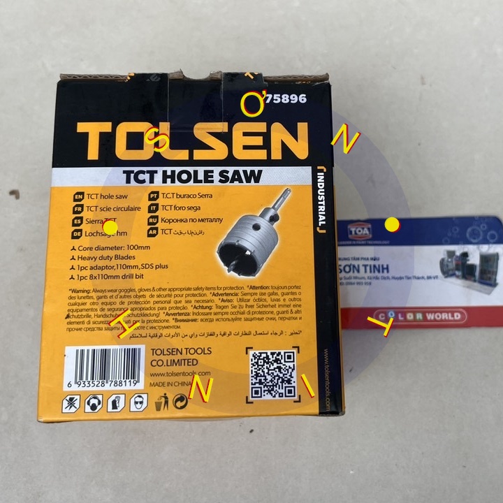 Mũi khoan lỗ khoét lỗ tường bê tông 100mm TOLSEN 75896