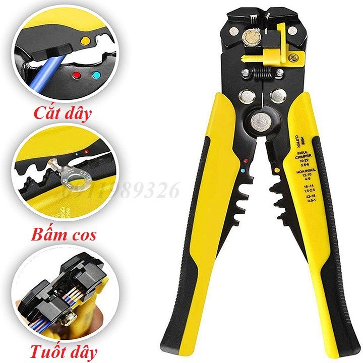 Kìm tuốt dây điện dây cáp bấm cos đa năng tự động