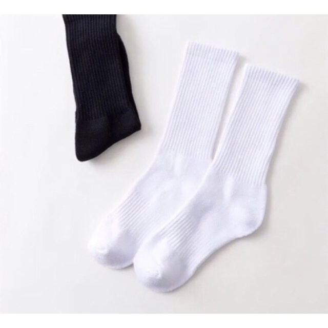 1 Đôi Tất Thể Thao Cotton Dày Màu Trắng/Đen Cho Nam