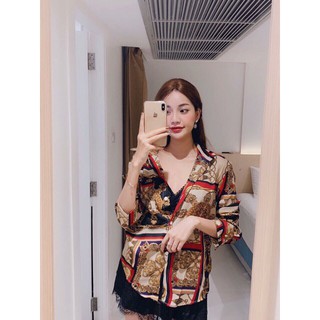 Áo sơ mi lụa hoạ tiết 3 màu (bigsize haihai)