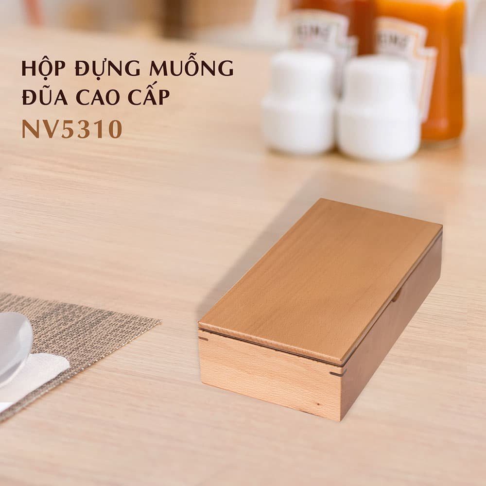 Hộp đựng đũa muỗng thìa có nắp đậy cao cấp NHẬT VY-NV5310 - Hộp đũa bằng gỗ dành cho Nhà hàng - Quán ăn - Gia đình