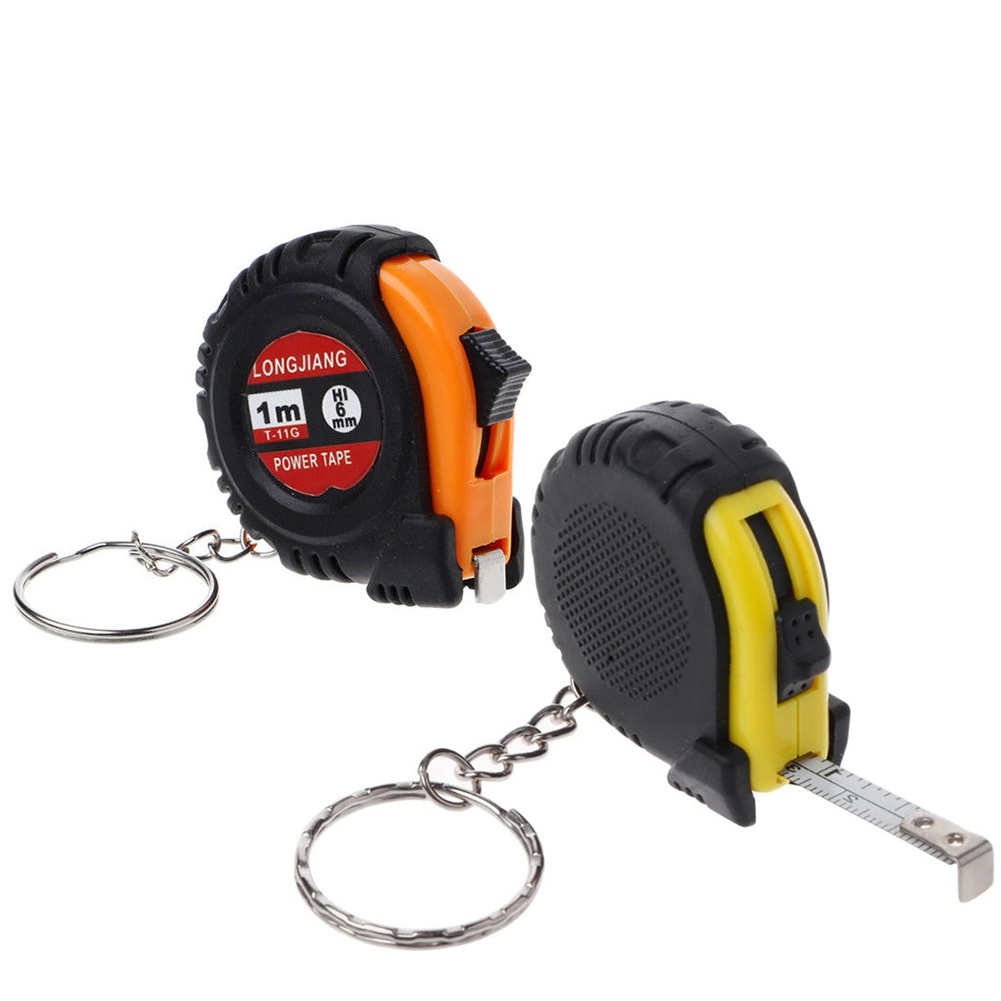 Thước Dây Bỏ Túi Mini Dài 1m Bằng Thép Có Móc Khóa Tiện Dụng