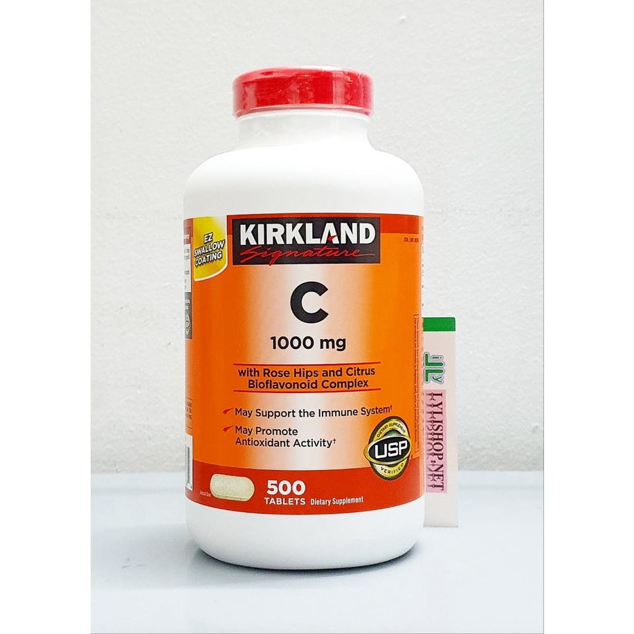 Viên Uống Bổ Sung Vitamin C 1000 mg chai 500 viên hãng Kirkland từ Mỹ
