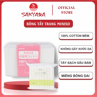 Bông tẩy trang Miniso Nhật Bản 180 miếng hộp 1000 miếng 2 lớp dập viền chắc chắn dày dặn