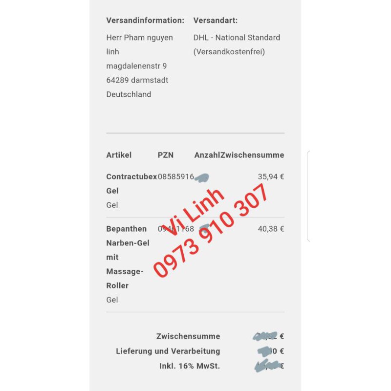 Bill Đức-Kem Sẹo Contractubex 30g hàng Đức