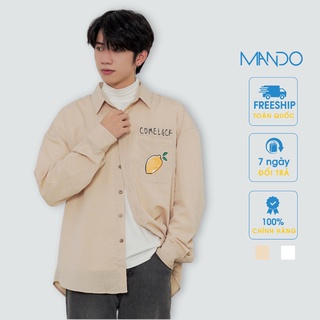 Áo Sơ Mi Nam Nữ Mando Form Rộng Phong Cách Trẻ Trung Năng Động 3 Màu Trắng, Be, Cam -SMD019