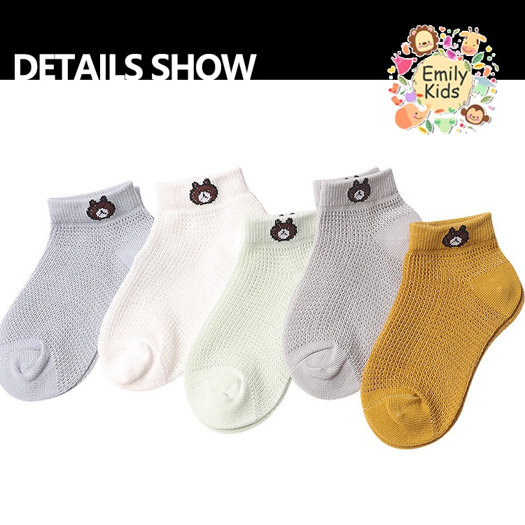 Bộ 5 Cặp Vớ cotton Họa Tiết Hoạt Hình Cho Bé Từ 1-12 Tuổi