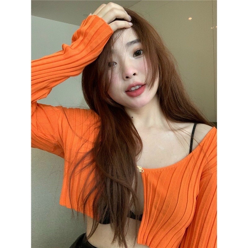 Áo Croptop Tay Dài Phối Xích Ulzzang A166