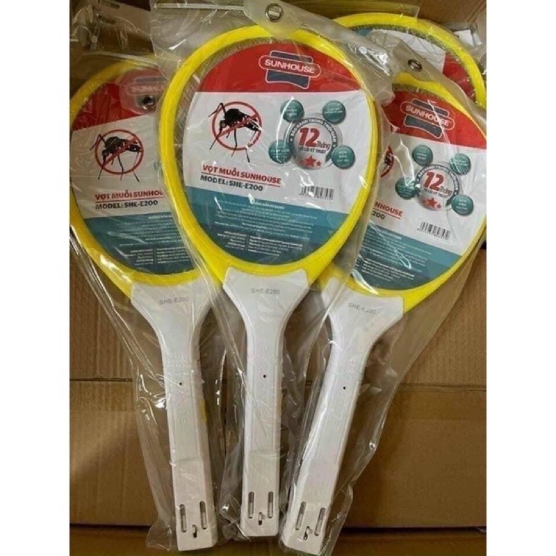 Vợt Muỗi Sunhouse SHE-E200 Màu Vàng,Hàng Công Ty Bảo Hành 12 Tháng