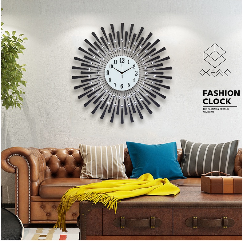 Đồng hồ Decor Treo Tường Trang Trí Phòng Khách, Phòng Ngủ Đẹp Mặt Trời Toả Nắng KD886