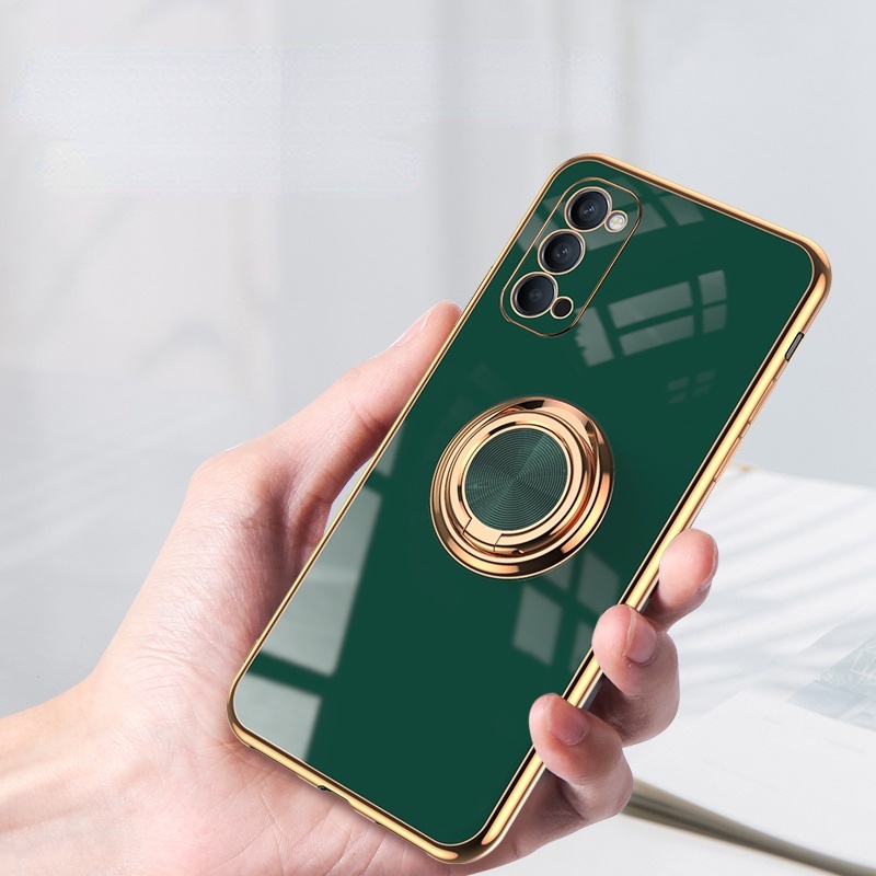 Ốp Điện Thoại Mạ Điện 6D Chống Rơi Có Nhẫn Đỡ Cho oppo Reno4 Reno4 Pro