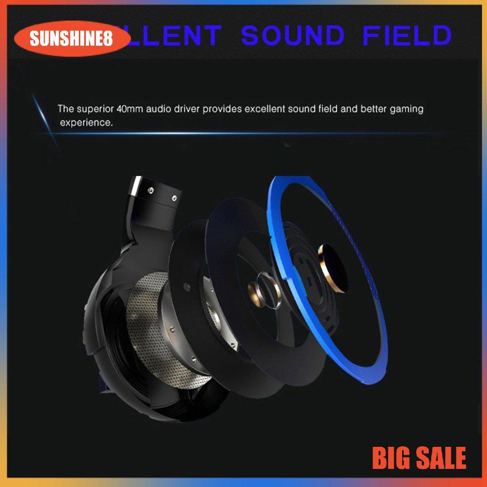 【SUN】Professional Led Gaming Headphones for PC for PS4 Adjustable Headset With Mic