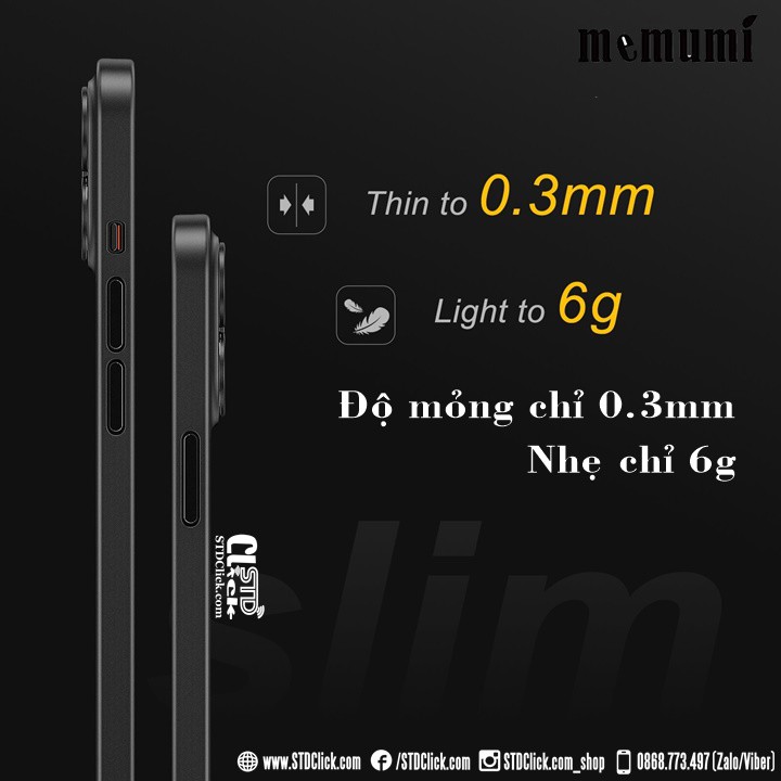 ỐP LƯNG IPHONE 13 PRO MEMUMI MỎNG LỤA CHÍNH HÃNG