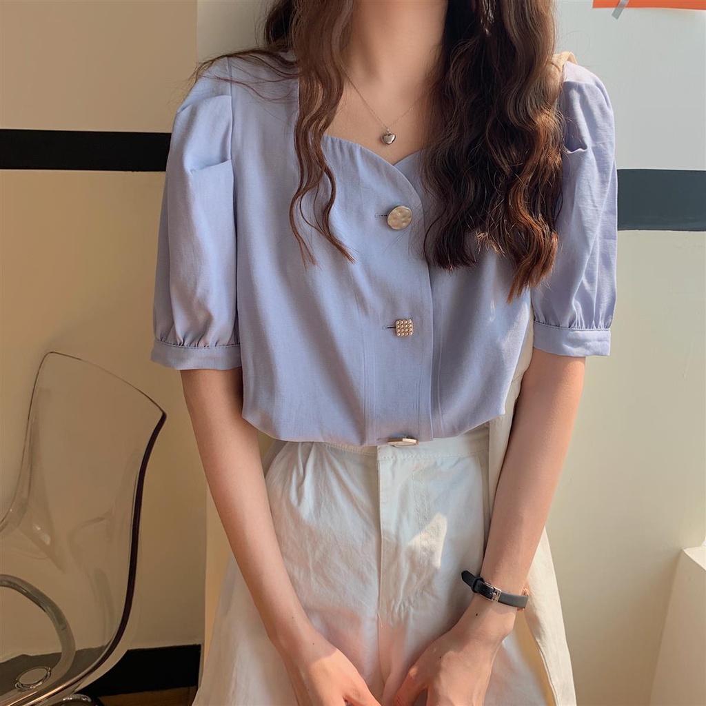 Áo NgắN Tay Cổ Vuông BằNg VảI chiffon JL-TX-395