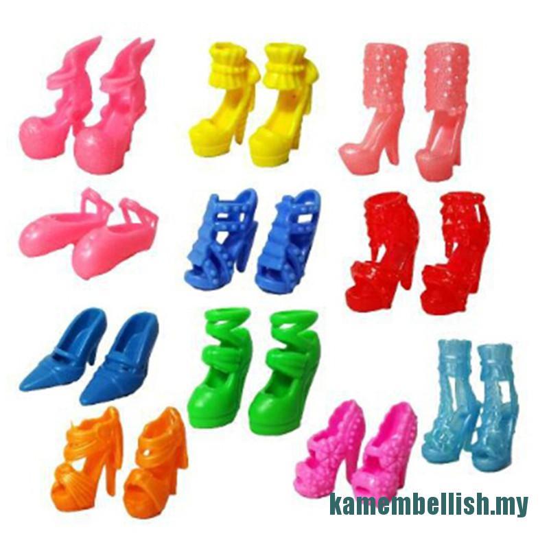 Set 10 Đầm Và 10 Giày Cao Gót Cho Búp Bê Barbie