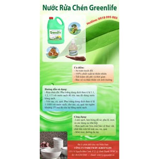 Nước rửa chén sinh học Greenlife 