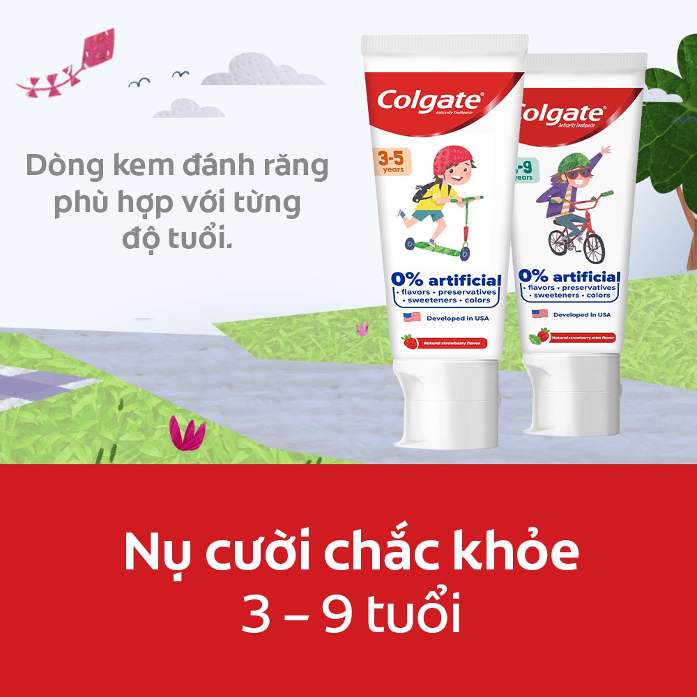 [Mã FMCGCO5 giảm 8% đơn 250K] Bộ 2 Kem Đánh Răng Trẻ Em Colgate Kid Free From không chất nhân tạo cho bé từ 6-9 80g/Tuýp