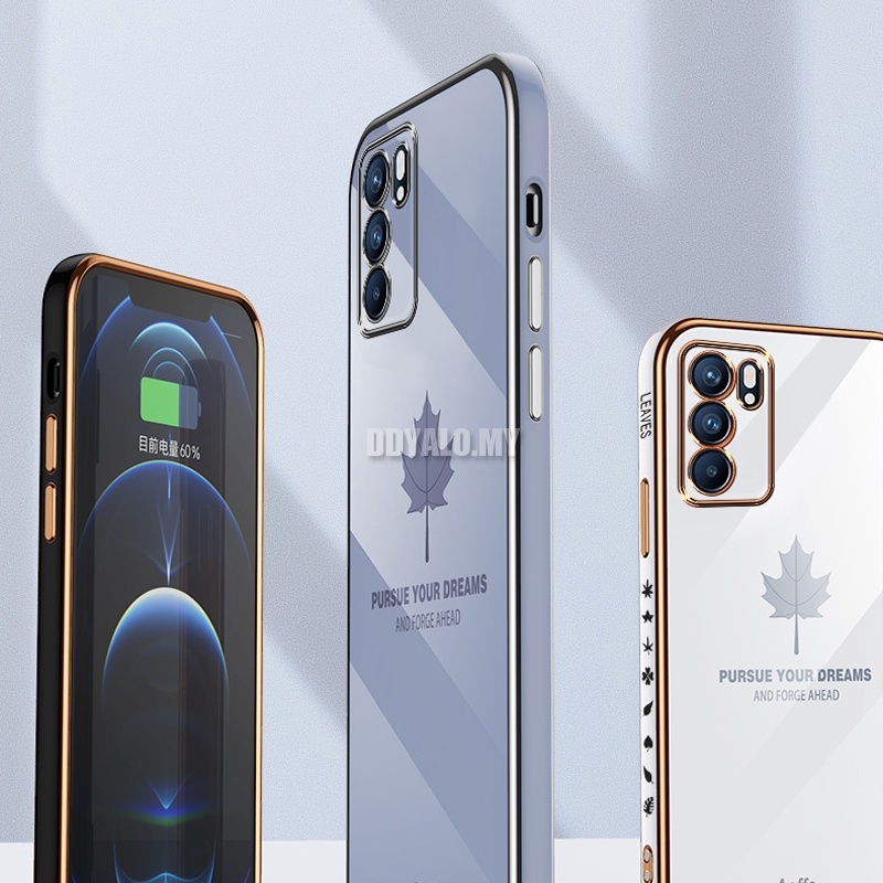 Ốp Điện Thoại Silicon Mềm Họa Tiết Lá Phong Sang Trọng Cho OPPO Reno 5 6 Pro 5F 4F 6Z / Reno 4G 3 2F 2Z Lite A93 A94 4G 2021