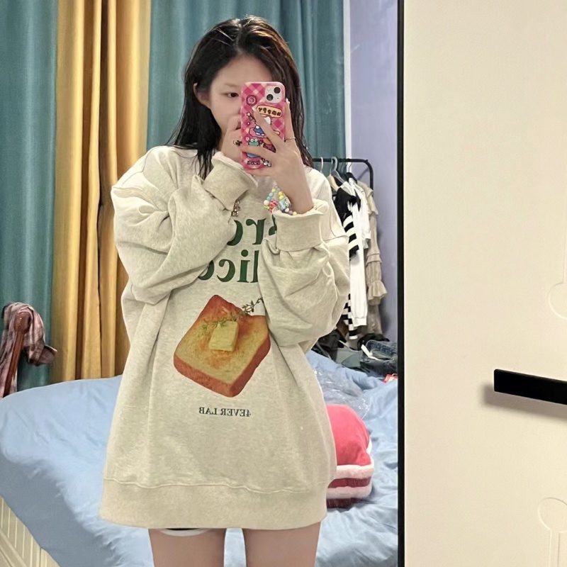 NRVP Áo thun tay dài dáng rộng in chữ phong cách Hàn Quốc 2023