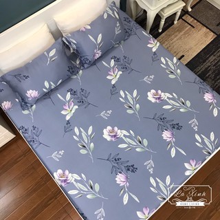 Bộ ga gối lụa tencel hoa xanh