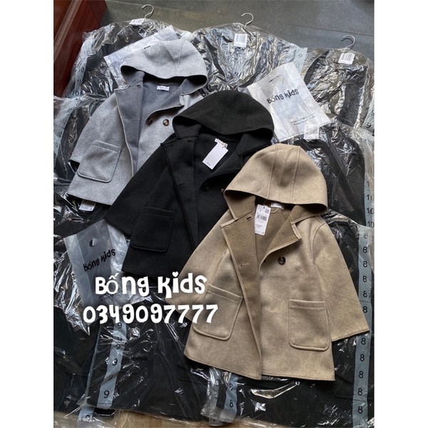 Áo Coat Dạ Ép Hoodie Bé Gái Túi Trước MG