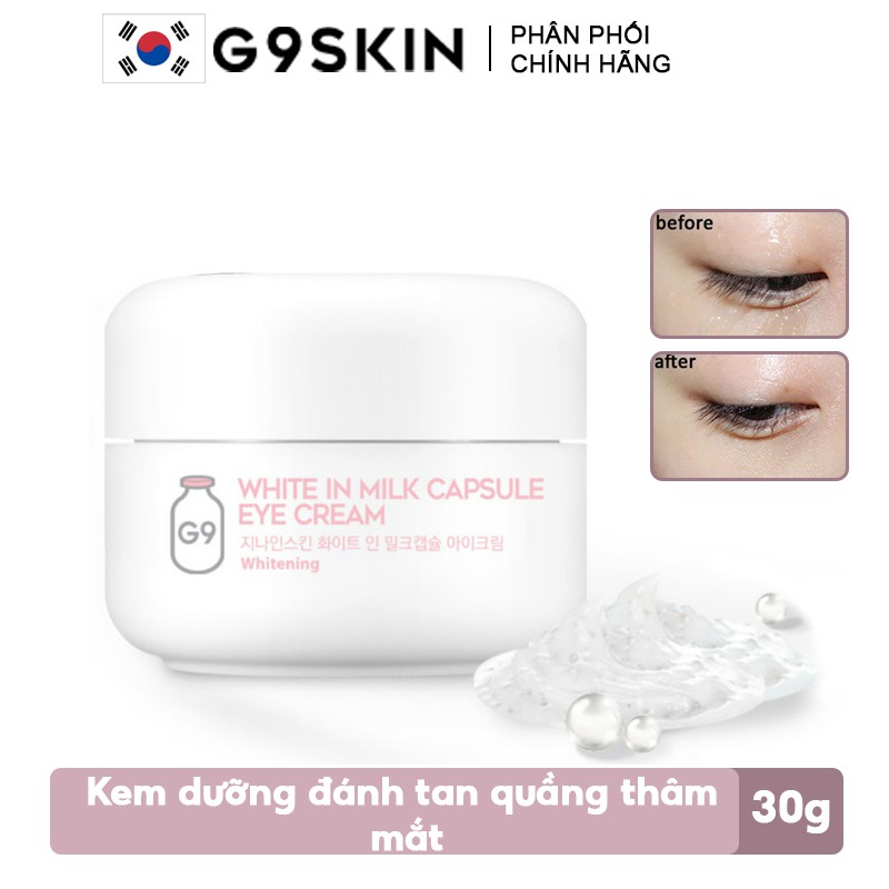 Kem Dưỡng Mắt Đánh Tan Quầng Thâm G9Skin White In Milk Capsule Eye Cream 30g