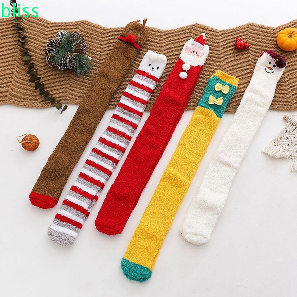 Vớ cotton cổ cao in họa tiết ông già noel/tuần lộc dễ thương thoải mái cho nữ