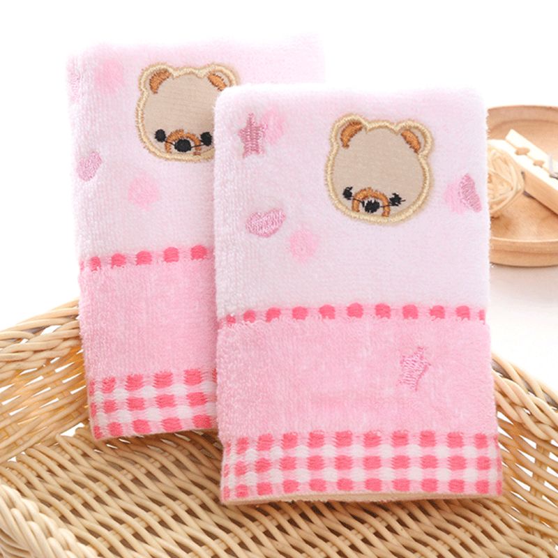 Khăn Tay Cotton Vuông 25x50cm Họa Tiết Gấu Hoạt Hình Cho Trẻ Mẫu Giáo