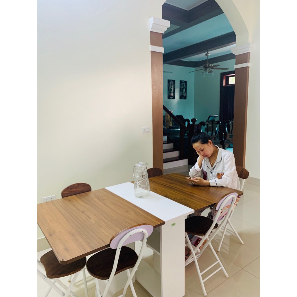 [ GIÁ HỦY DIỆT] Bàn ăn gỗ thông minh gấp gọn màu óc chó phòng bếp/phòng khách hiện đại- BATM5 | BigBuy360 - bigbuy360.vn