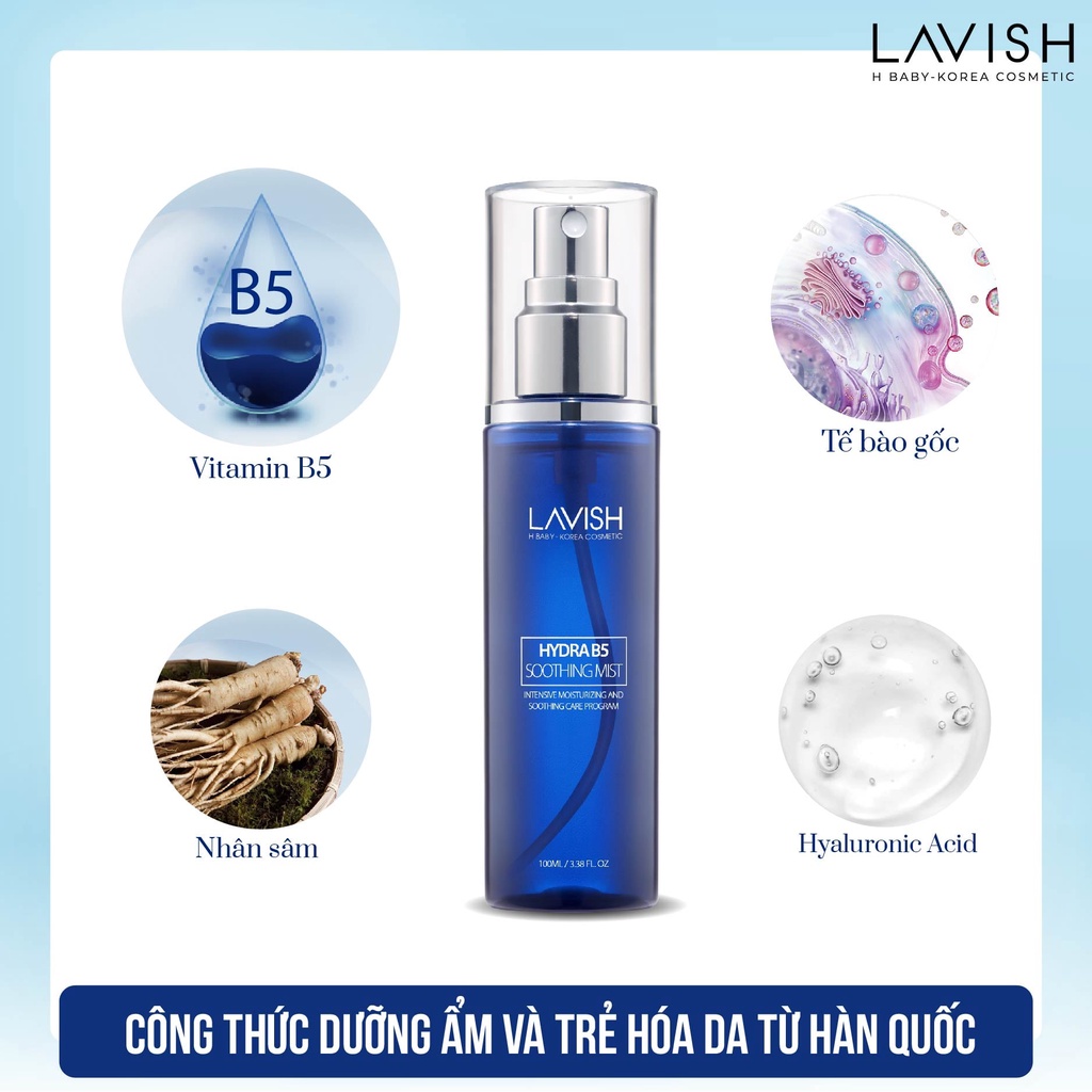 Xịt khoáng phun sương tế bào gốc LAVISH làm dịu da,cấp nước căng bóng 100ml